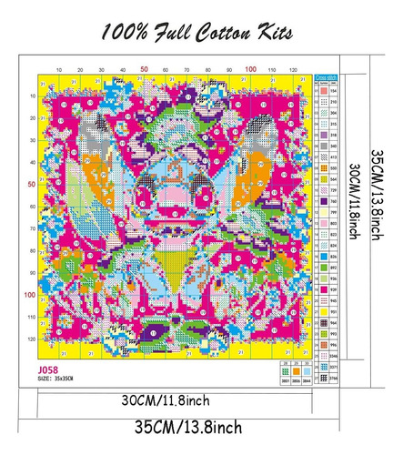 Kit Punto Cruz 35x35cms Aida 11ct Completo Varios Diseños