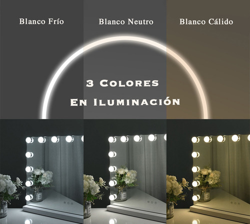 Maquillali Espejo De Maquillaje Vintage 15 Led Bombillas Marco Negro