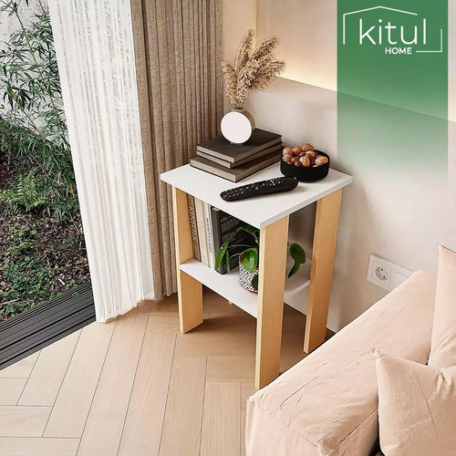 Mesa De Centro Lateral Minimalista Auxiliar Buró 2 Niveles