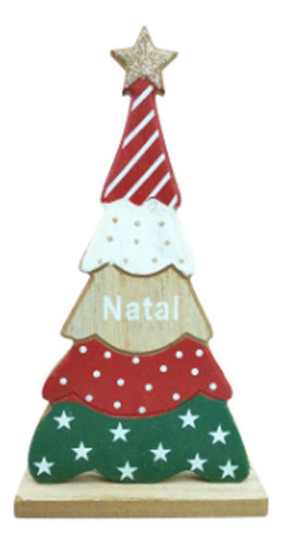 Enfeite Natalino 23x12cm Árvore De Natal Em Madeira