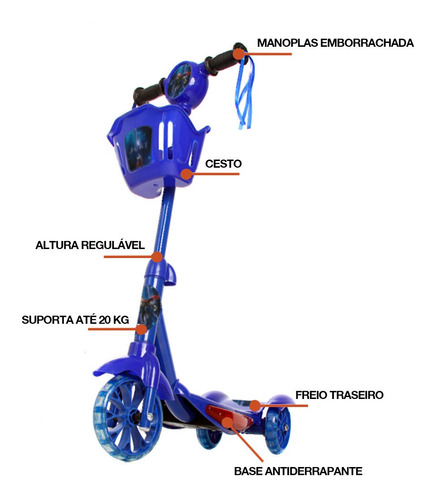 Patinete Thor Para Crianças Scooter 3 Rodas Brinquedo