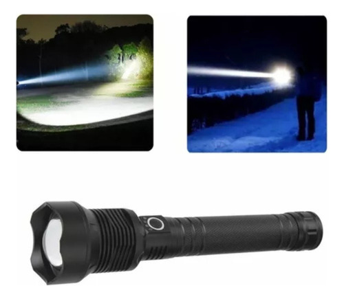 Lanterna Com Potência De 1500 Lumens E Zoom Telescópico Lanterna Preta Luz Branca