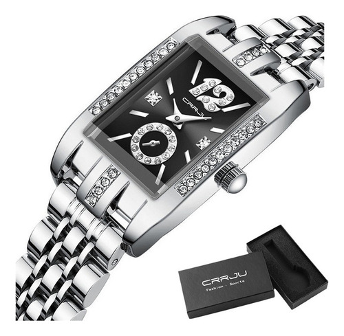 Crrju 5017 Reloj De Cuarzo Cuadrado De Lujo Con Diamantes
