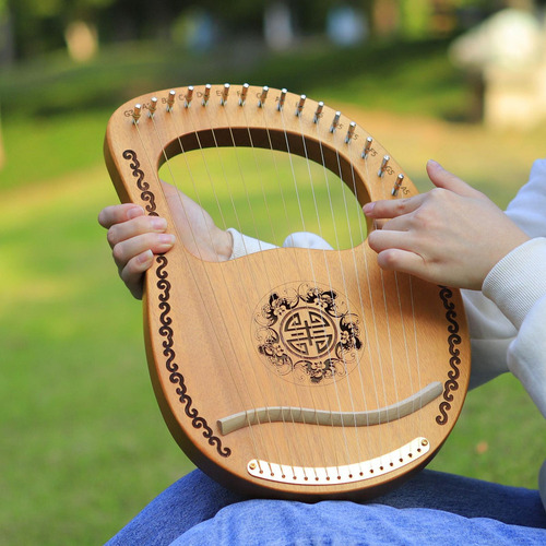 Grabado Exquisito Principiantes 16-string Lyre Harp Madera
