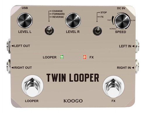 Koogo Twin Looper - Pedal De Efecto Guitarra Eléctrica 11. Color Doble bucle