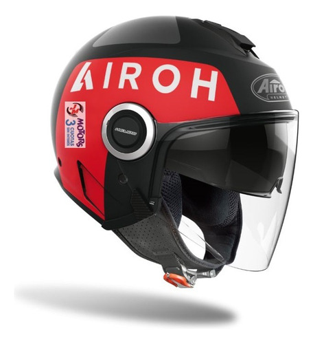 Jm Motors Casco Abierto Airoh Helios Up Negro Mate Rojo 