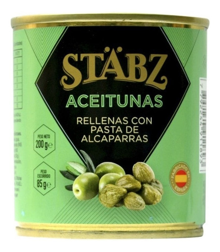 Aceitunas Rellenas Con Pasta De Alcaparras Stabz 200 Gr.