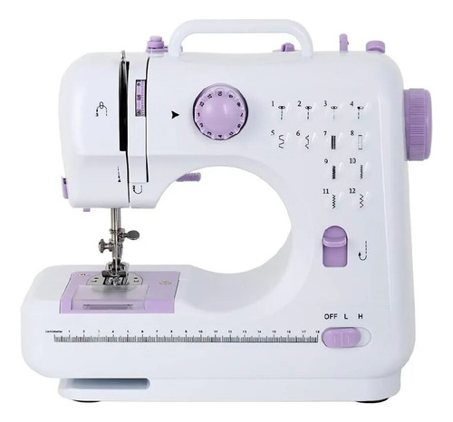 Mini máquina de coser  portátil Genérica 505 portable blanca y violeta 110V/220V