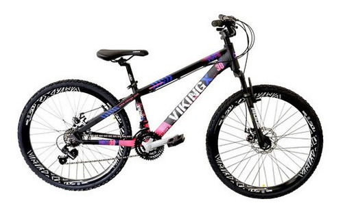 Bicicleta Aro 26 Viking  21v Single Cor Preto/Rosa Tamanho do quadro 13