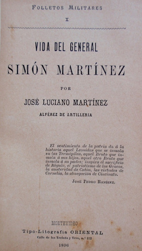 Jose Luciano Martinez Vida De General Simon Martinez 1896