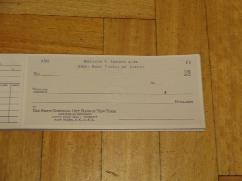 Antigua Chequera First National Bank Of New York. Completa! (Usado)