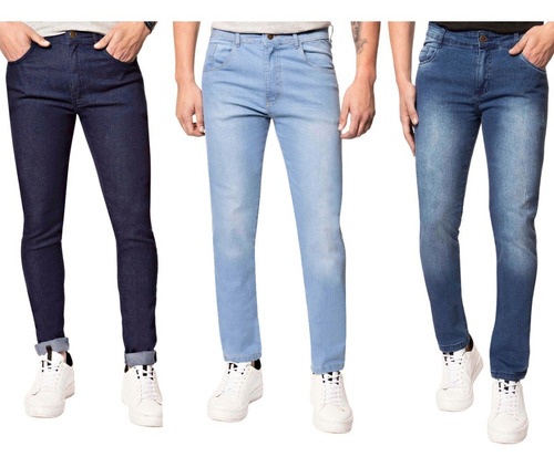 Imagem 1 de 9 de Kit 3 Calça Jeans Masculina Original Slim