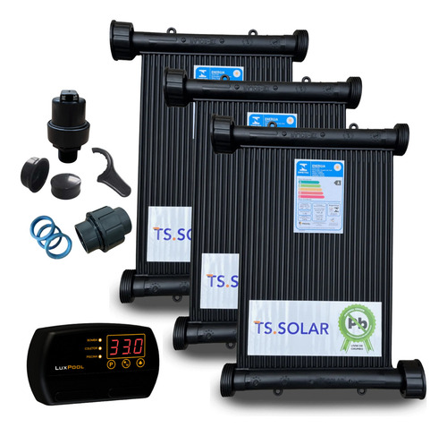 Ts Solar Kit C/3 Placas 3m Quebra Vácuo E Controlador