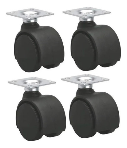 Pack 4 Ruedas Muebles Giratorias Con Base Metal 40mm