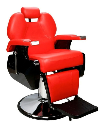 Silla Sillon De Barberia Barbero Estetica Uso Rudo Reclinabl Color Rojo Forma de la base Cuadrada Tipo de respaldo Fijo
