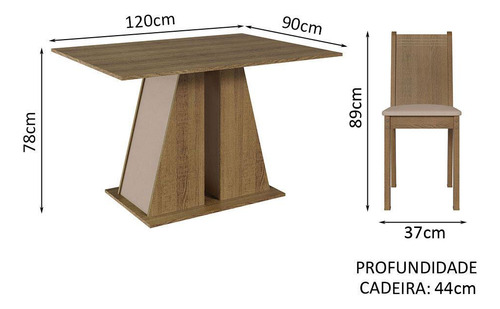 Juego De Comedor Mesa Y 6 Sillas Madesa Sharon Mcb Color Marron/Crema/Beige Diseño de la tela de las sillas Liso