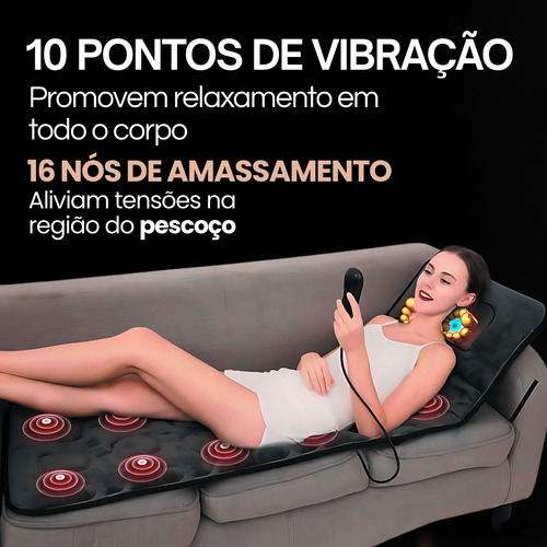 Esteira Colchonete Massageador Com Aquecimento E 9 Modos Alívio Completo Para Costas, Pescoço, Pernas E Corpo Inteiro
