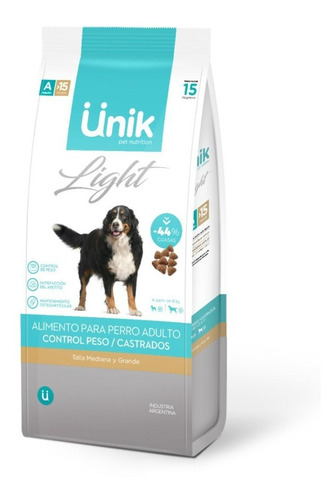 Unik Perro Light Razas Medianas/grandes X 15 Kg+ Hueso 5/6