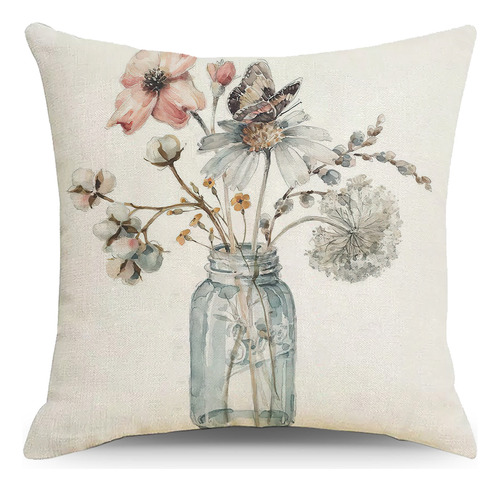 4pcs Flor Mariposa Funda De Almohada, Funda De Almohada