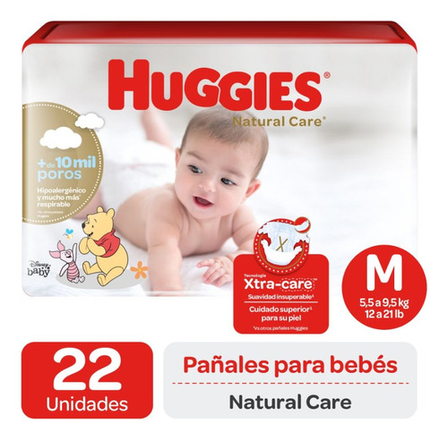 Pañal Huggies Natural Care Talla M 88 Unidades