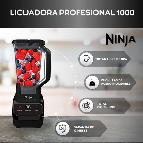 Imagen 5 de 7 de Licuadora Ninja Professional Touchscreen Blender CT610 2.1 L negra con vaso de tritan 120V