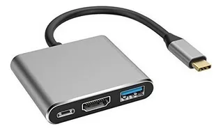 Adaptador Hub Usb C 3 Em 1 Hdmi 4k Samsung Dex Macbook