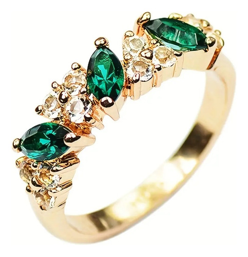 Anillo Mujer Con Detalles De Esmeralda