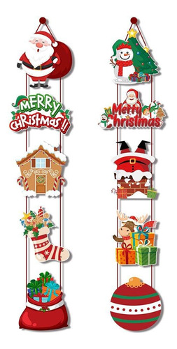 Para Cartel Colgante De Puerta De Feliz Navidad, 1 Par De