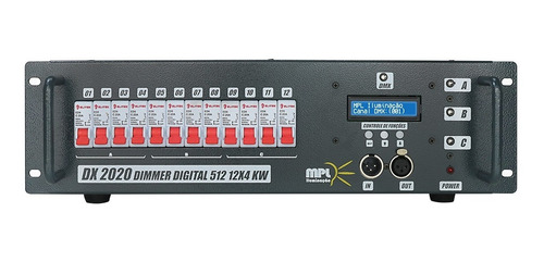 Rack Dimmer Dmx 12 Canais / 4000w Por Canal Linha Prof Nfe