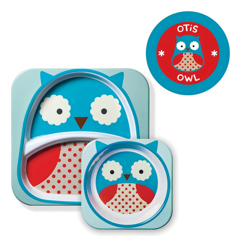 Kit De Pratos Zoo Pratinho E Tigela Skip Hop Original Coruja Cor Azul Azul Coruja