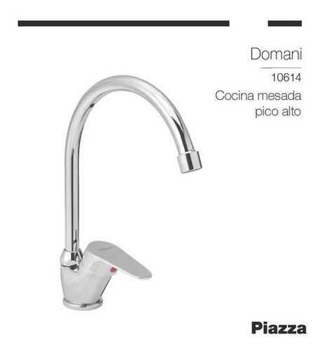 Imagen 2 de 6 de Grifo De Cocina Monocomando Piazza Domani 10614 Cromo