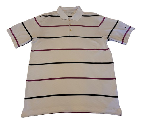 Playera Polo Marca Nike Golf Dri-fit Color Blanco A Rayas 