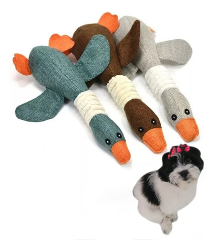 Brinquedo Ganso De Pelúcia Pet Bichinho Médio Porte Forte Cor Marrom-claro