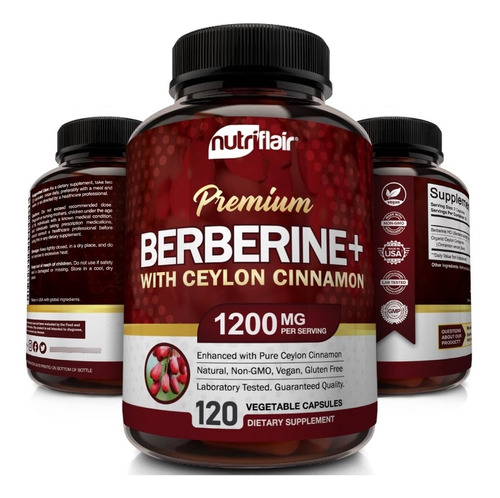 Berberine + Pura 120cap 1200mg Ultra Potencia Vegan Sin Tacc