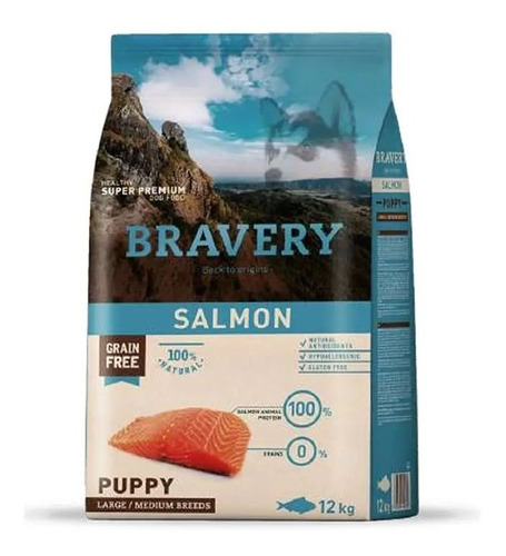 Alimento Para Perros Raza Grande Puppy Bravery Salmón 12kg