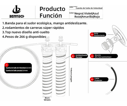 Imagen 7 de 7 de Doble Balero Con Pesas Soga Saltar, Crossfit Alta Velocidad