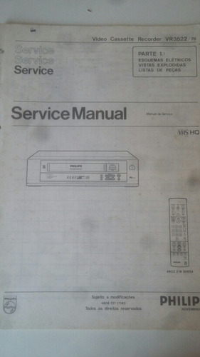 Manual De Serviços Cassetes Recorder Vr3523/78 Philips Rarid (Usado)