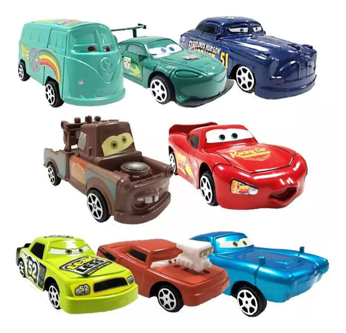 Kit 8 Carrinhos Relâmpago Mcqueen Disney Carros Brinquedos