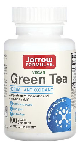 Jarrow Formulas Té Verde 500 Mg 100 Cápsulas Vegetales Sabor Sin Sabor