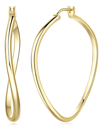Arracada Tubular Torcido Oro 14k Aretes De Oro Niña Mujer