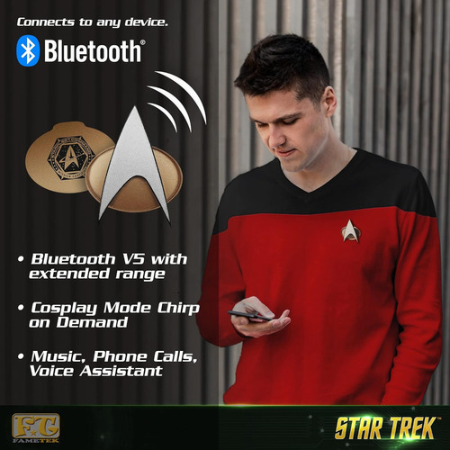 Emblema Star Trek TNG com comunicador Bluetooth, efeito 110v