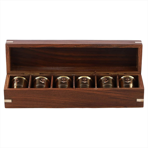 Set De 6 Vasos De Chupito Con Estuche De Madera