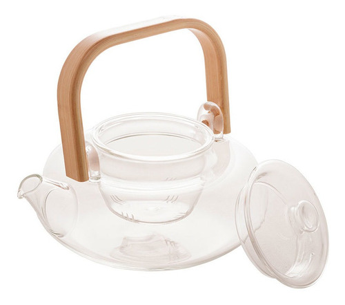 Chaleira De Vidro Alça Bambu Resistente Ao Calor 800ml Wolff