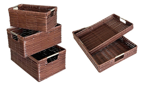 Jogo De 5 Cestos Organizadores Decoração Multiuso Cozinha