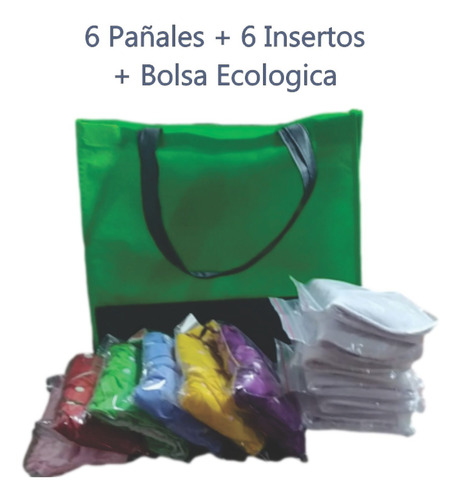 Combo 12 (6 Pañales Ecológicos Reutilizables + 6 Insertos) 