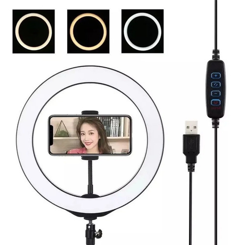 Imagen 7 de 10 de Anillo Aro Luz Led Fotografía 26 Cm + Trípode Ajustable