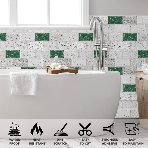 10 Hojas De Azulejos Autoadhesivos Salpicadero De Cocin...