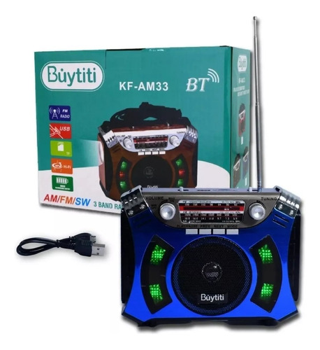 Bocina Bluetooth Con Radio Am / Fm / Sw Con Linterna Kf-am33