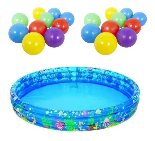 Pileta Inflable Redonda + Pelotas Pelotero 190l Verano Niño