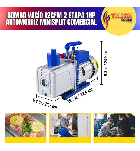 Bomba Vacío 12cfm 2 Etapa 1hp Automotriz Minisplit Comercial